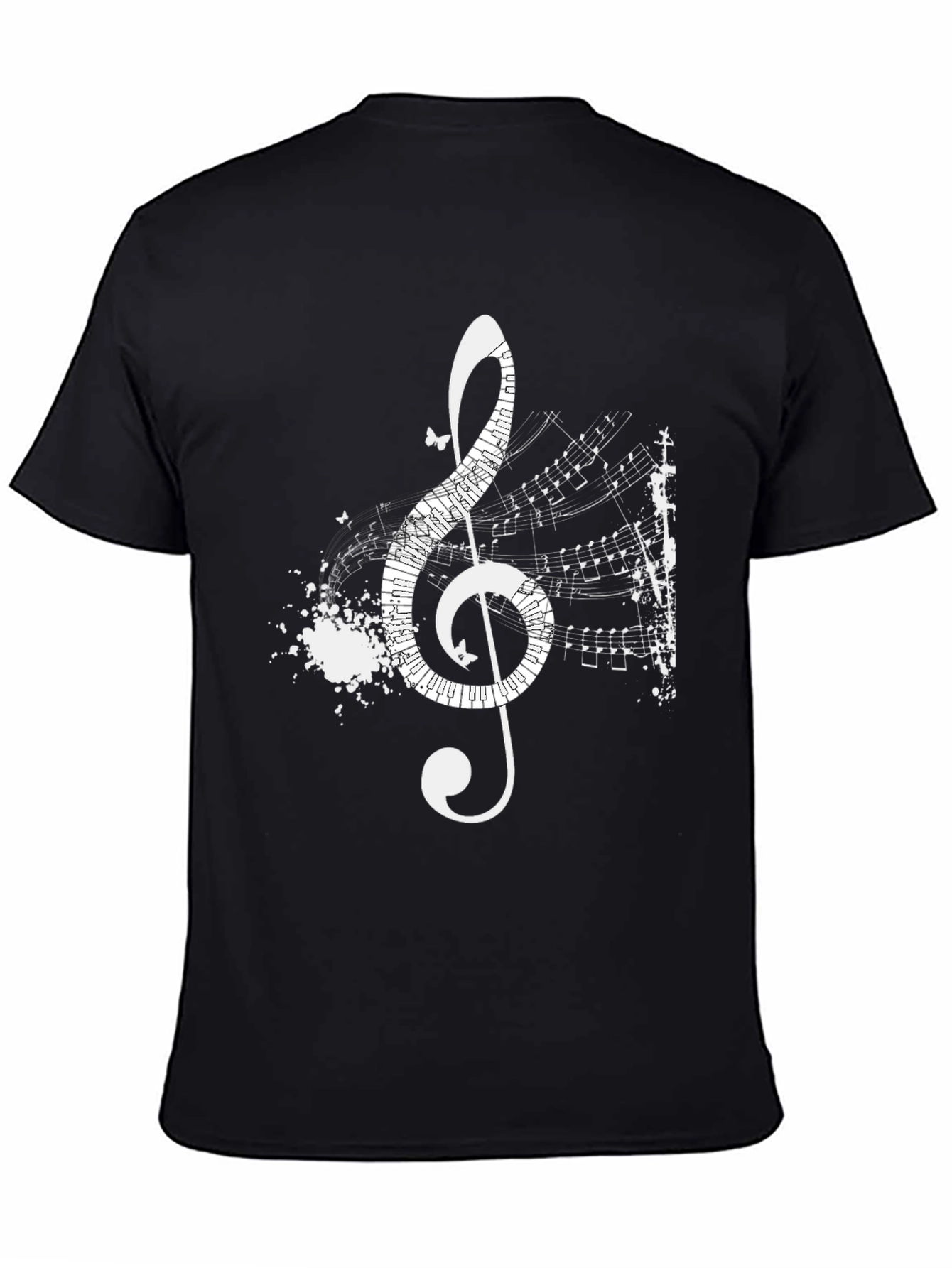 Black Musical Treble Clef T-Shirt - Artistic Black Tee view 4