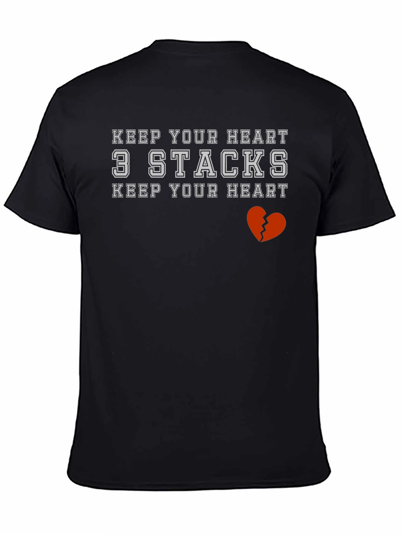 Black Keep Your Heart 3 Stacks Graphic T-Shirt view 4