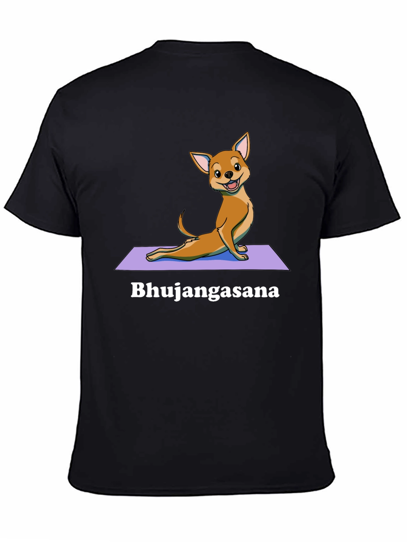 Black Yoga Dog T-Shirt - Bhujangasana Cobra Pose Tee view 4