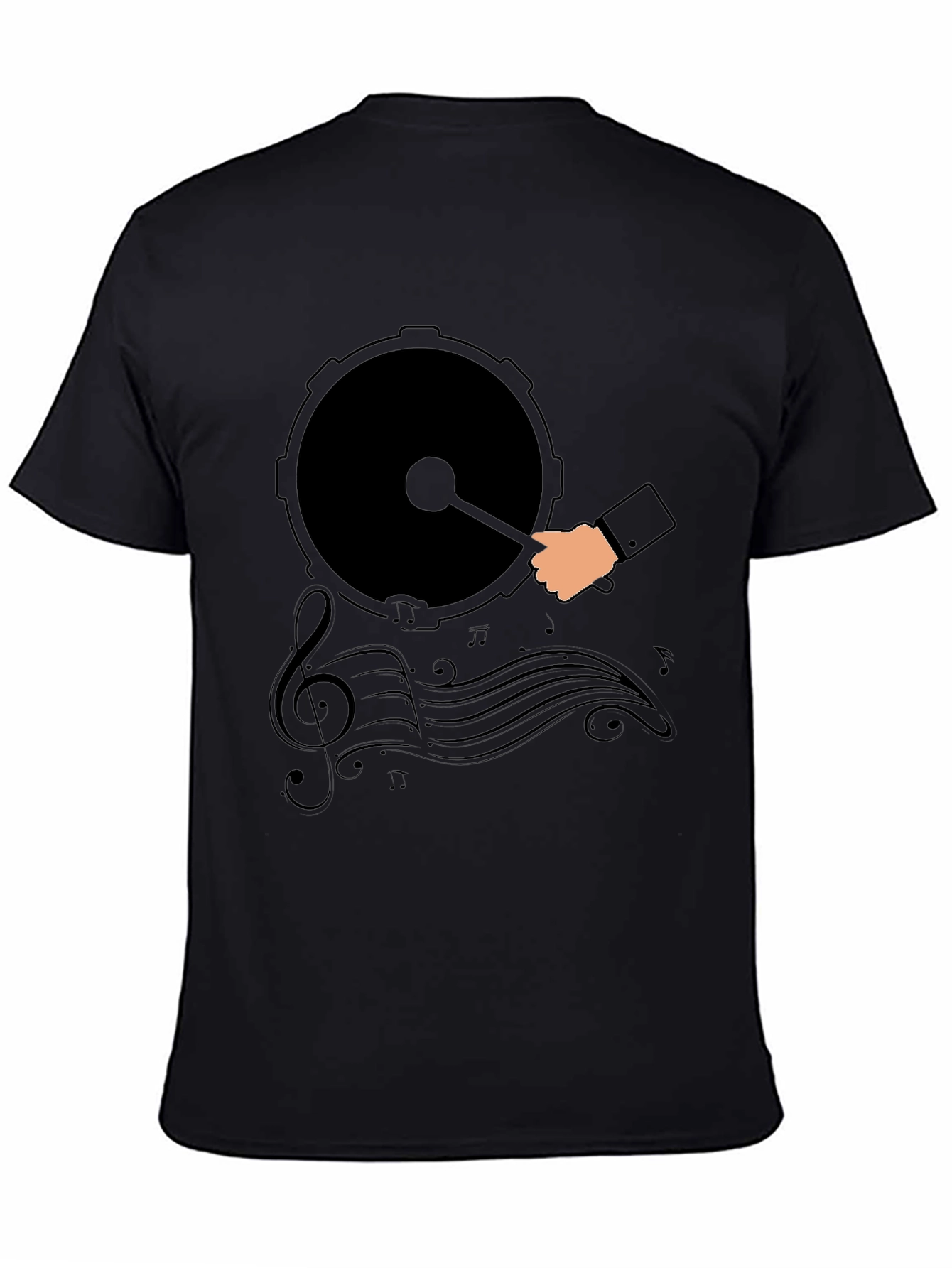 Black Drum and Music Graphic Tee - Black view 4
