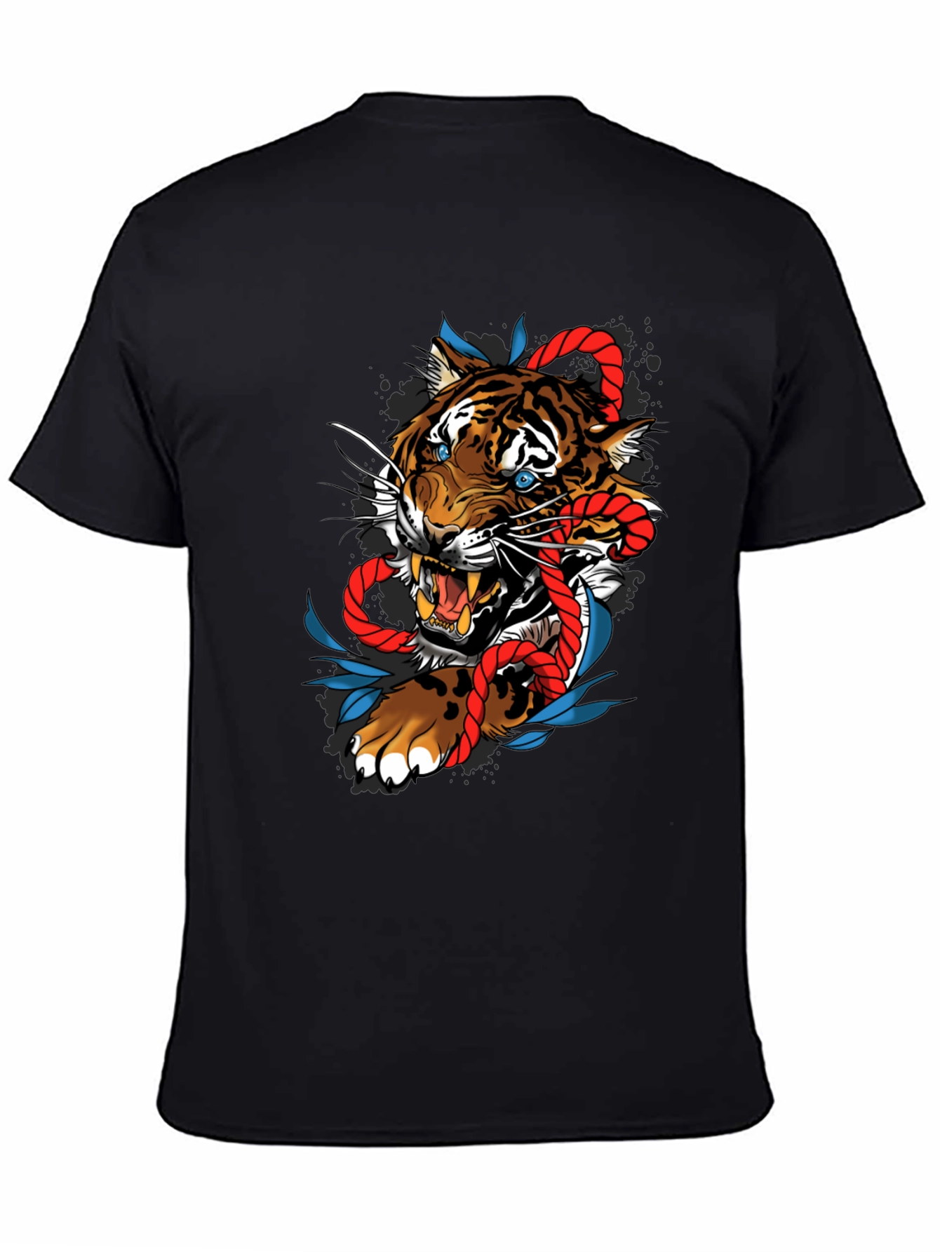 Black Tiger and Rope Graphic Tee - Unique Design view 4