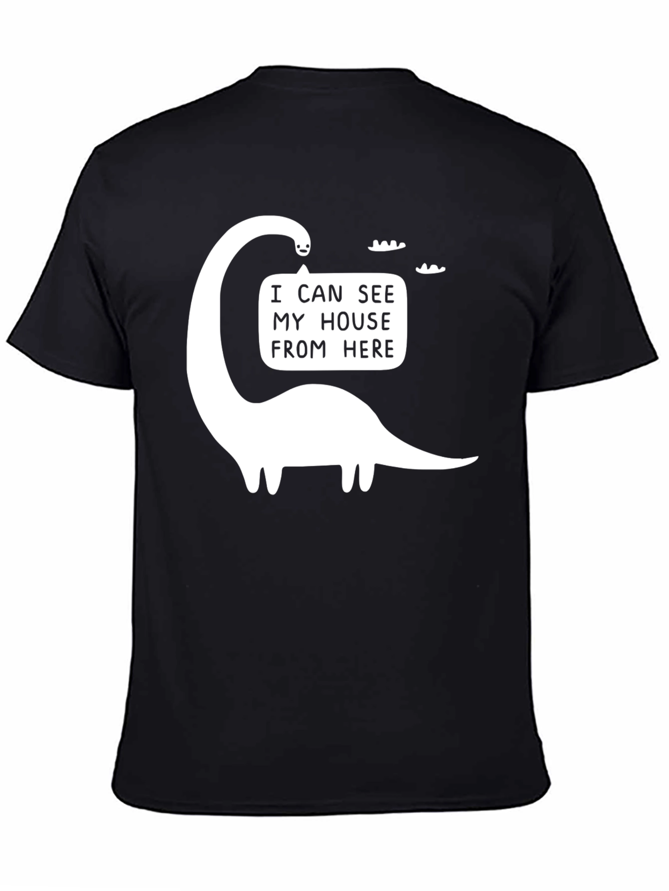 Black Funny Dinosaur T-Shirt - I Can See My House From Here view 4