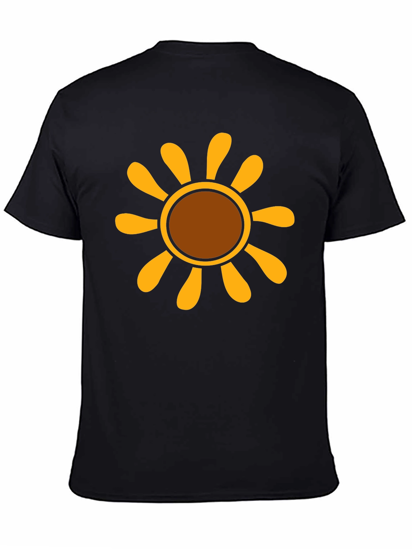 Black Retro Sunflower Graphic Tee - Black Cotton T-Shirt view 4