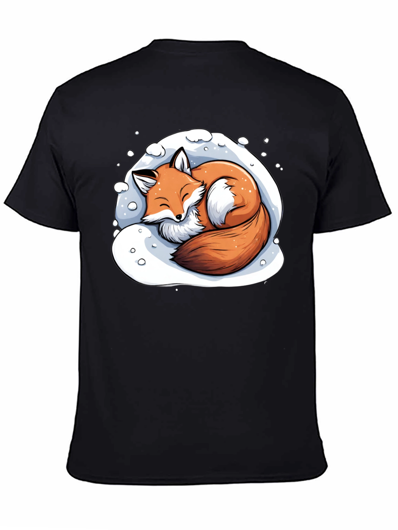 Black Cozy Fox Graphic T-Shirt - Soft & Stylish view 4