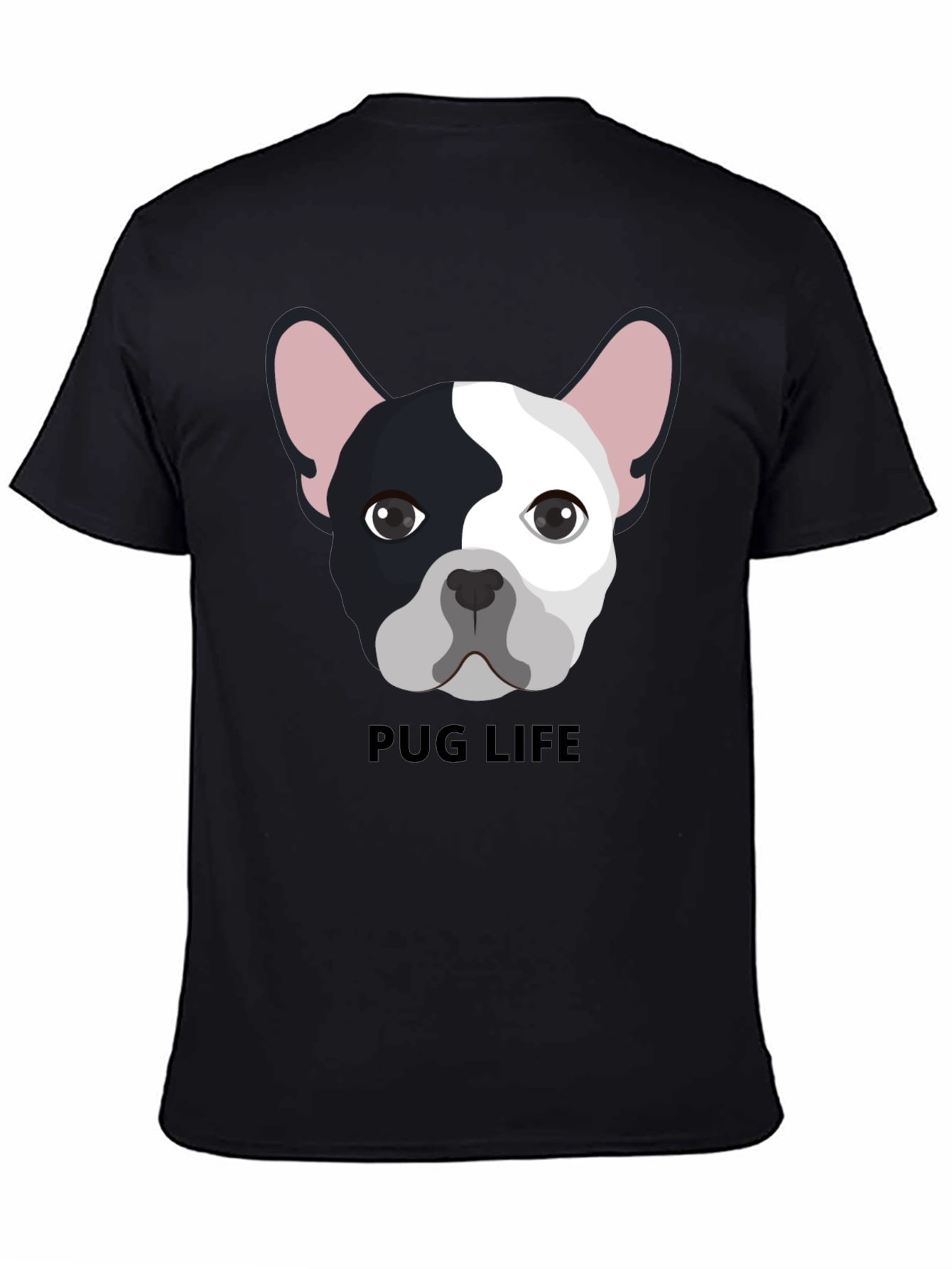Black Pug Life Graphic Tee - Black Cotton T-Shirt view 4
