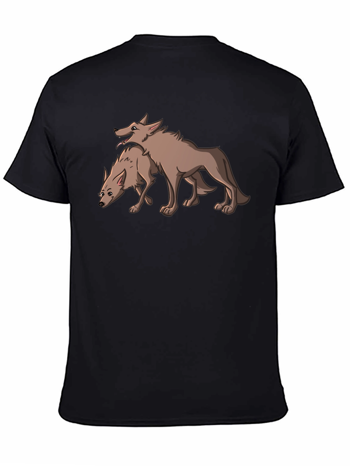Black Two Wolves Graphic Tee - Stylish Black T-Shirt view 4