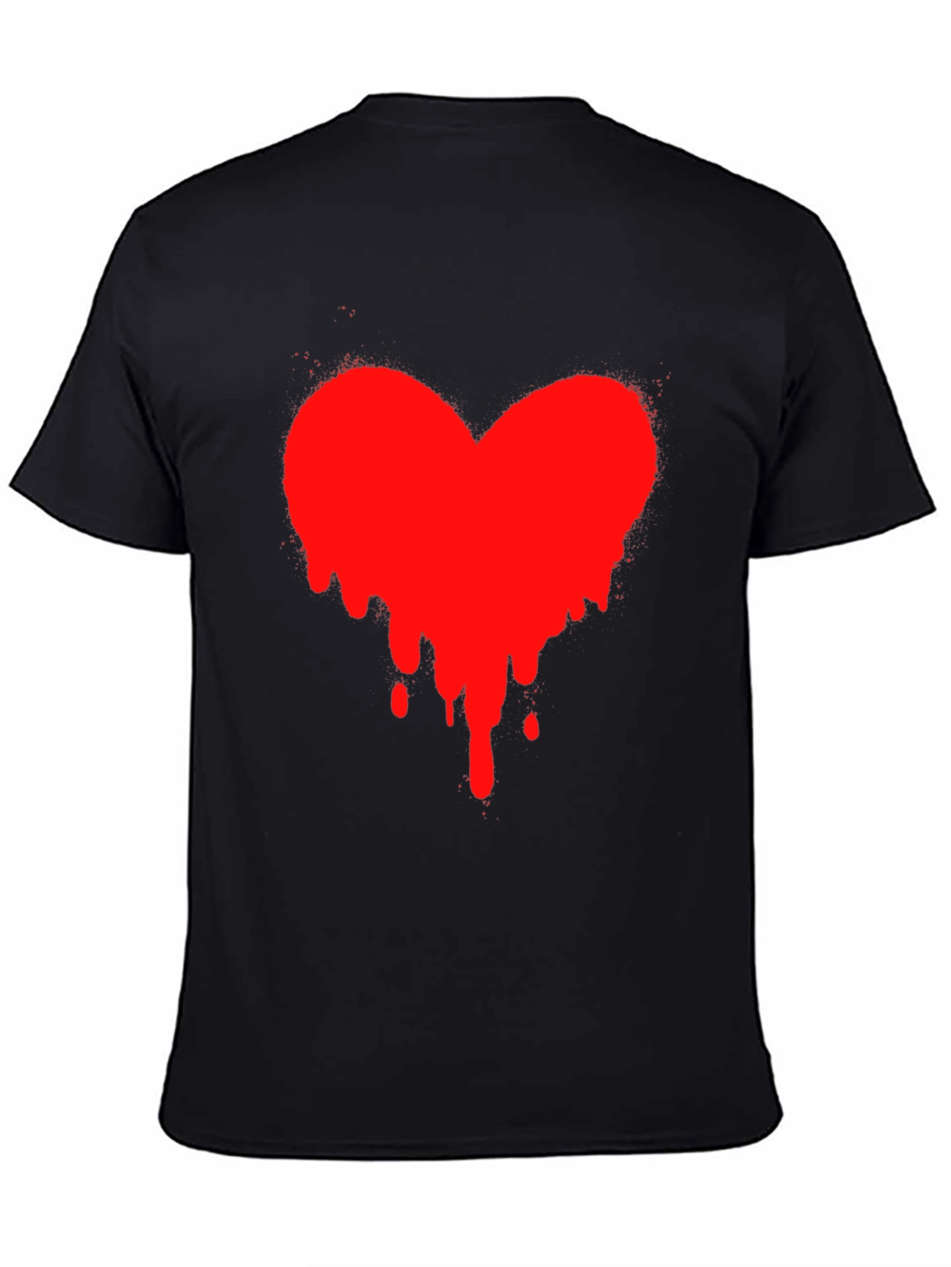 Black Heart Drip Black T-Shirt - Express Your Love! view 4