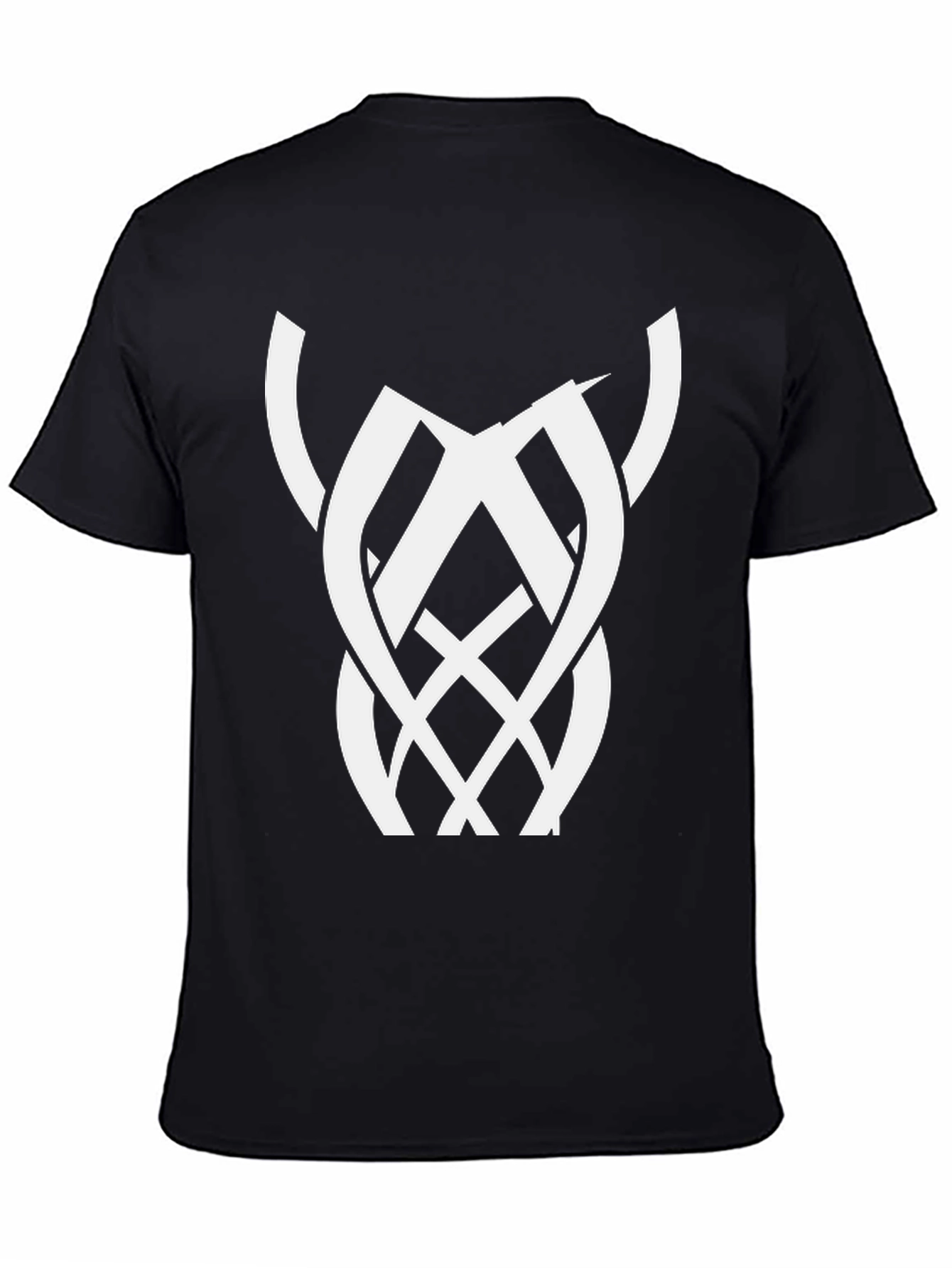 Black Black Graphic Tee with Abstract White Design view 4