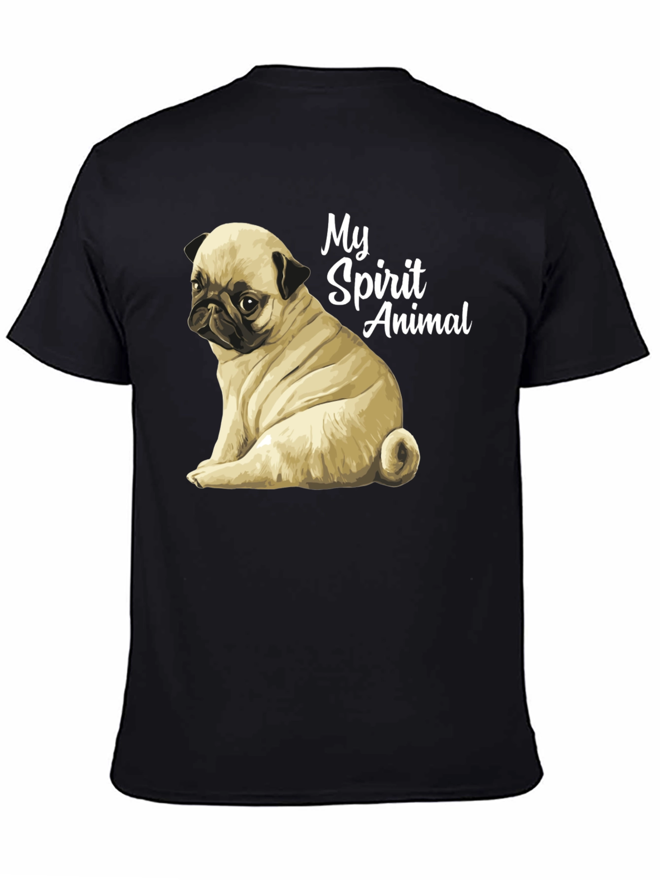 Black Pug Spirit Animal Black T-Shirt view 4