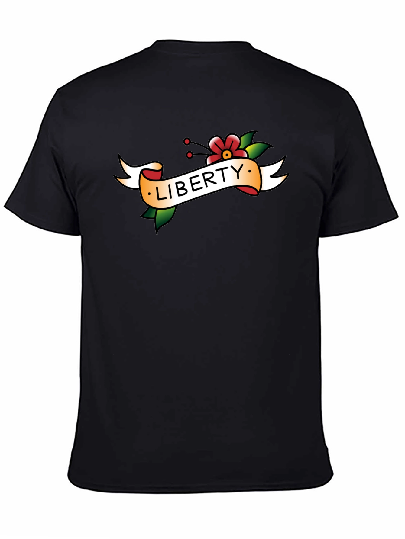 Black Liberty Tattoo Style Graphic T-Shirt view 4