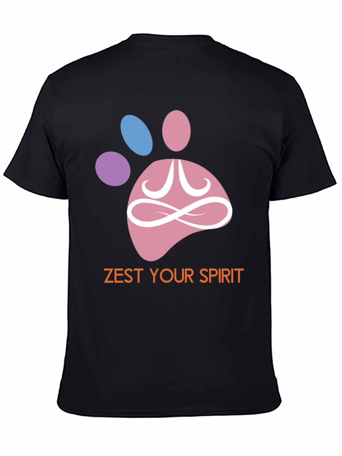 Black Zest Your Spirit T-Shirt - Zen Pet Paw Design view 4