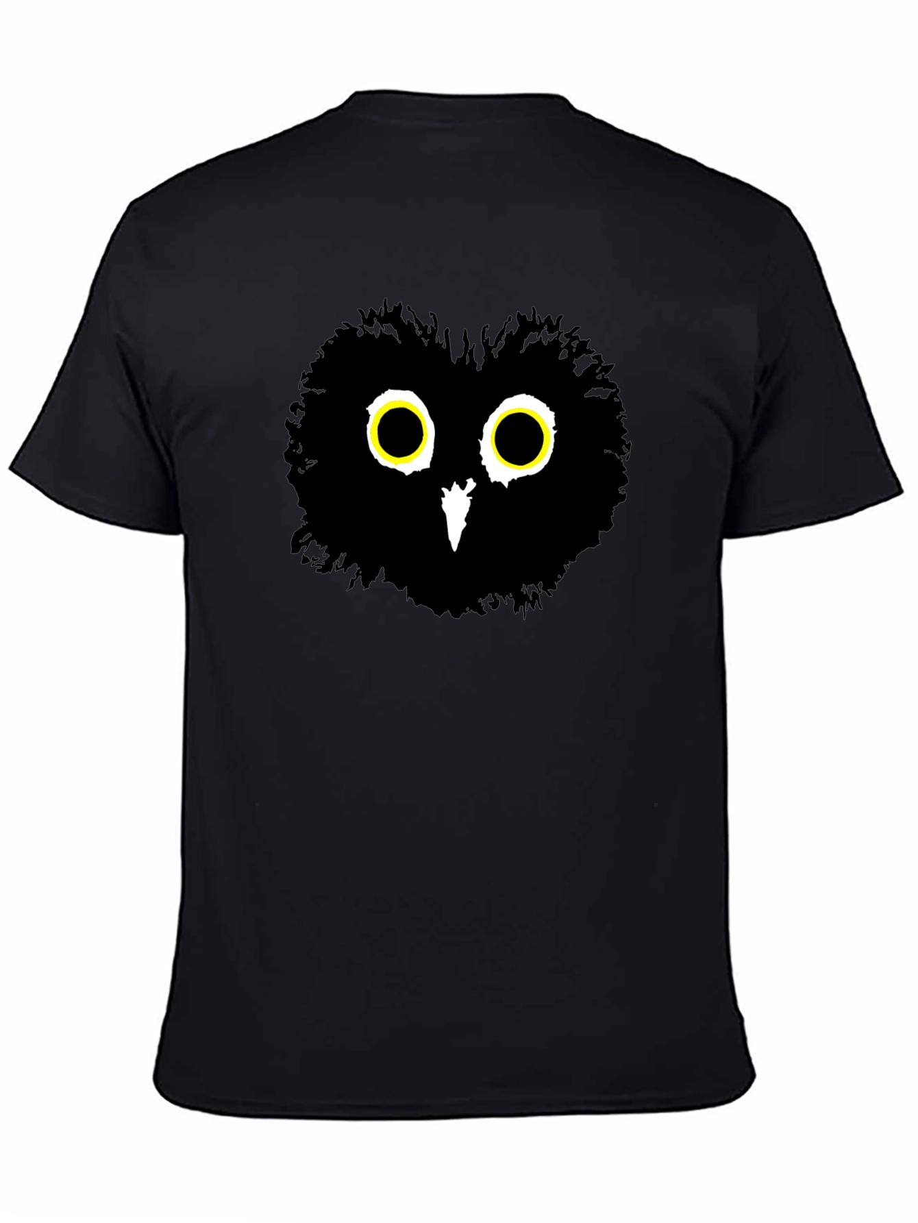 Black Whimsical Owl Graphic Tee - Men's Black Cotton T-Shirt view 4