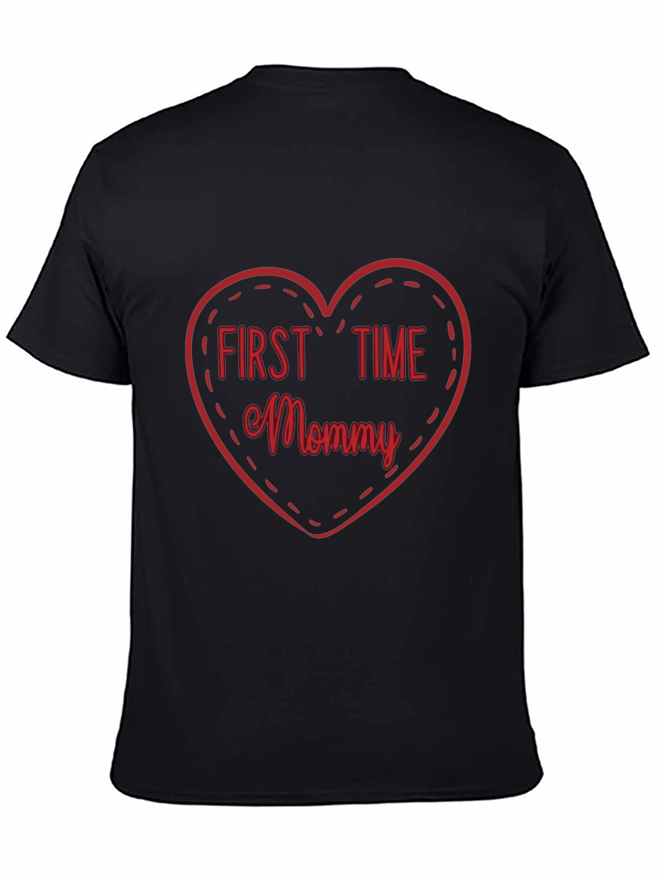 Black First Time Mommy Heart Tee - Soft Black T-Shirt view 4