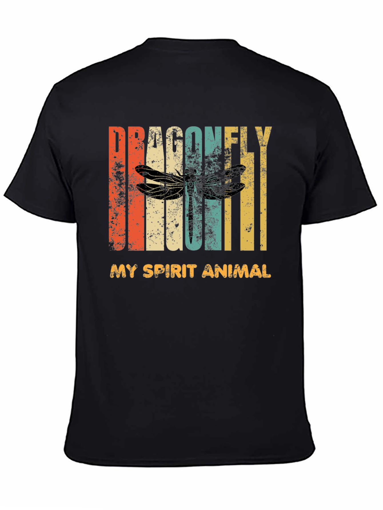 Black Dragonfly Spirit Animal Graphic T-Shirt - Vintage Style view 4