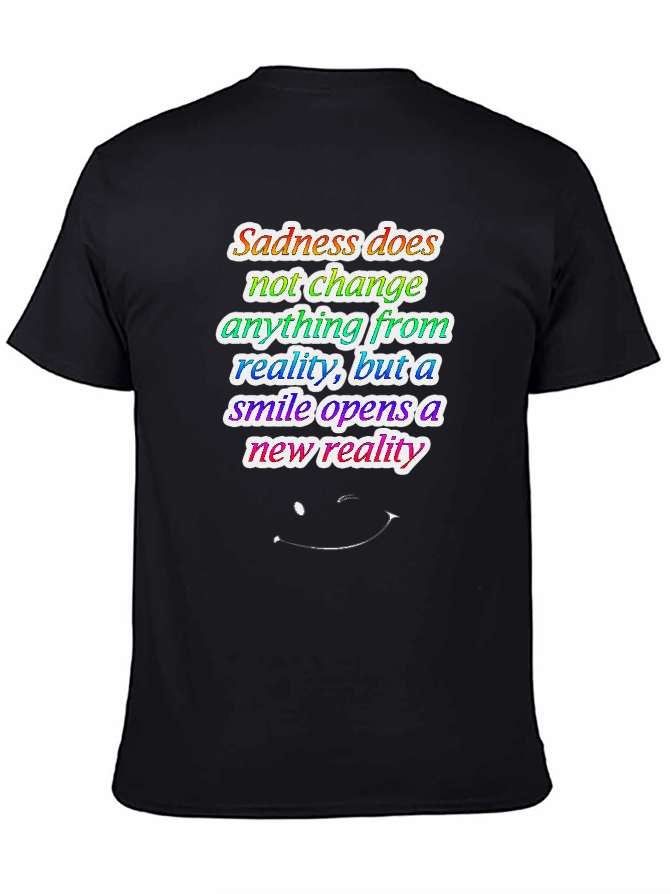 Black Inspirational Quote Graphic Tee - Sadness vs. Smile view 4