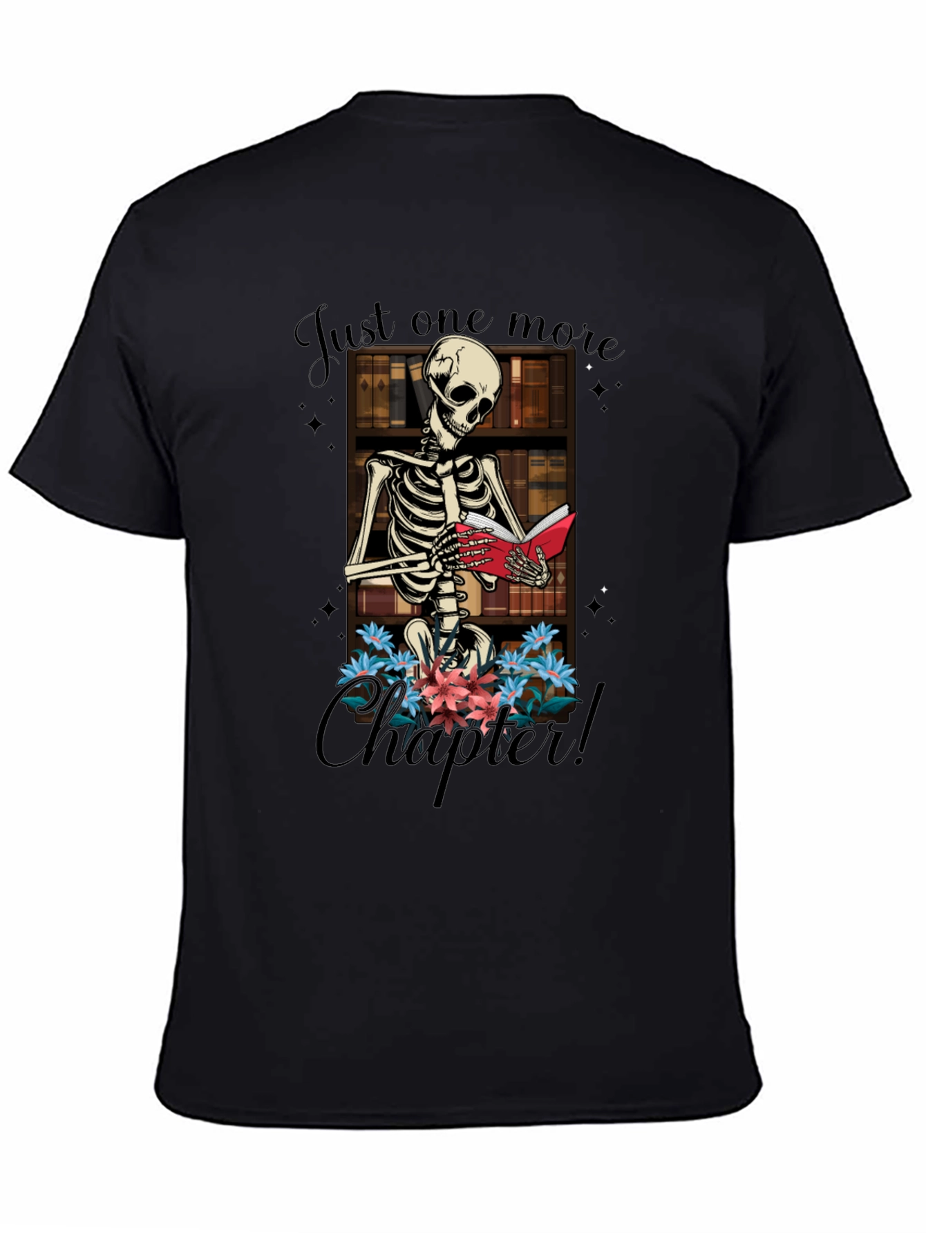 Black Just One More Chapter Skeleton T-Shirt view 4