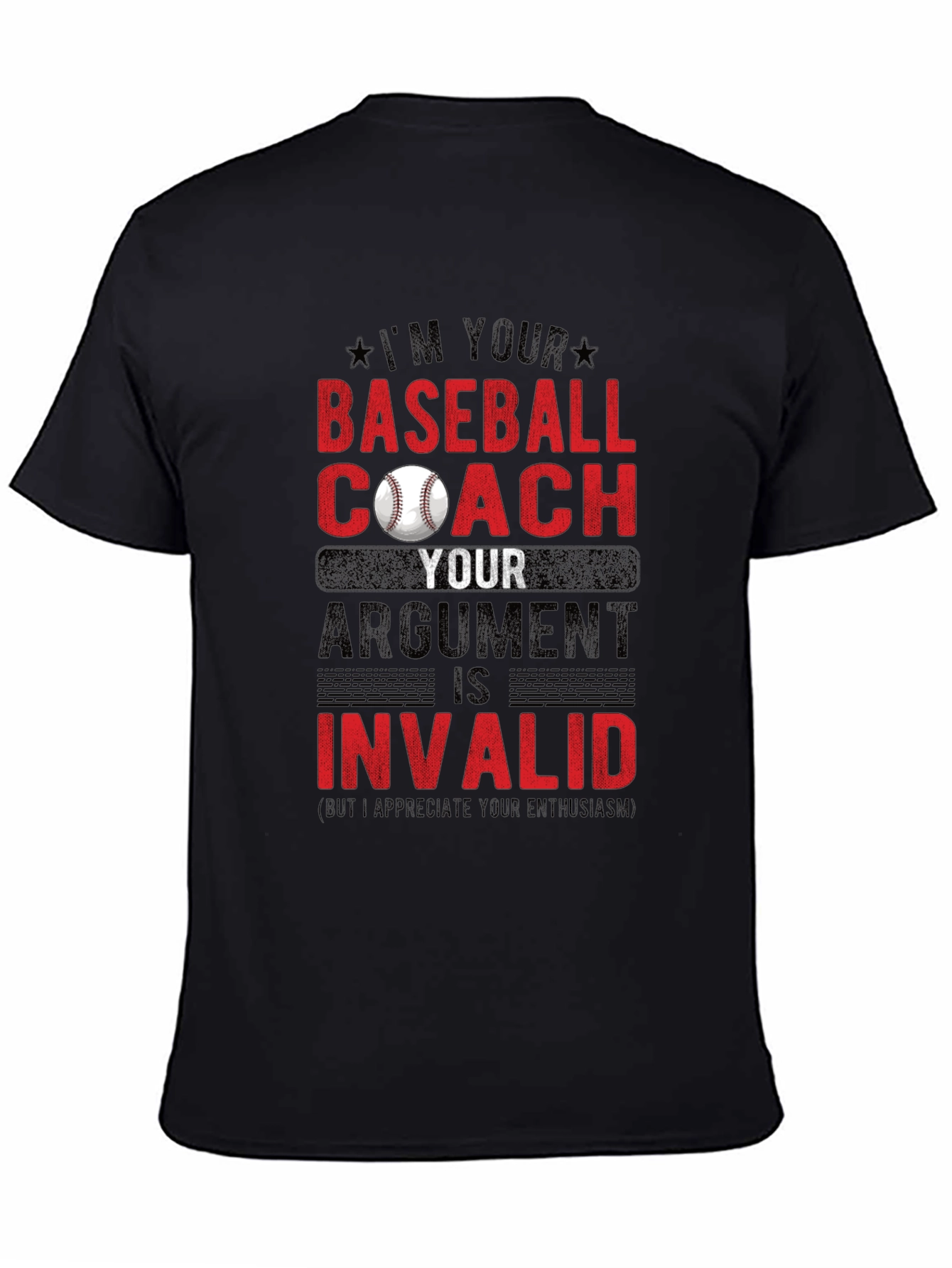 Black Baseball Coach T-Shirt - Argument Invalid view 4
