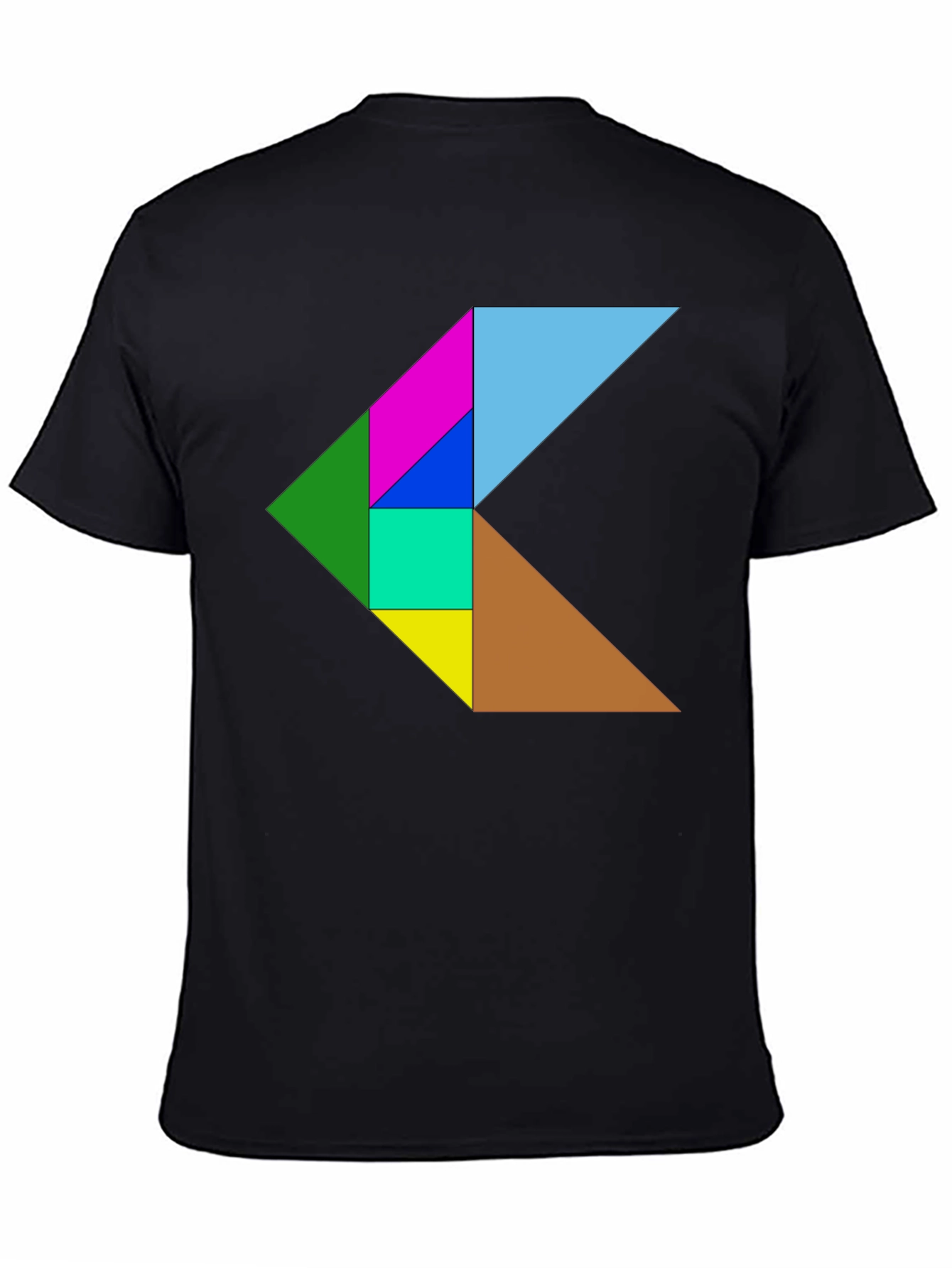 Black Geometric Puzzle Design Black T-Shirt view 4