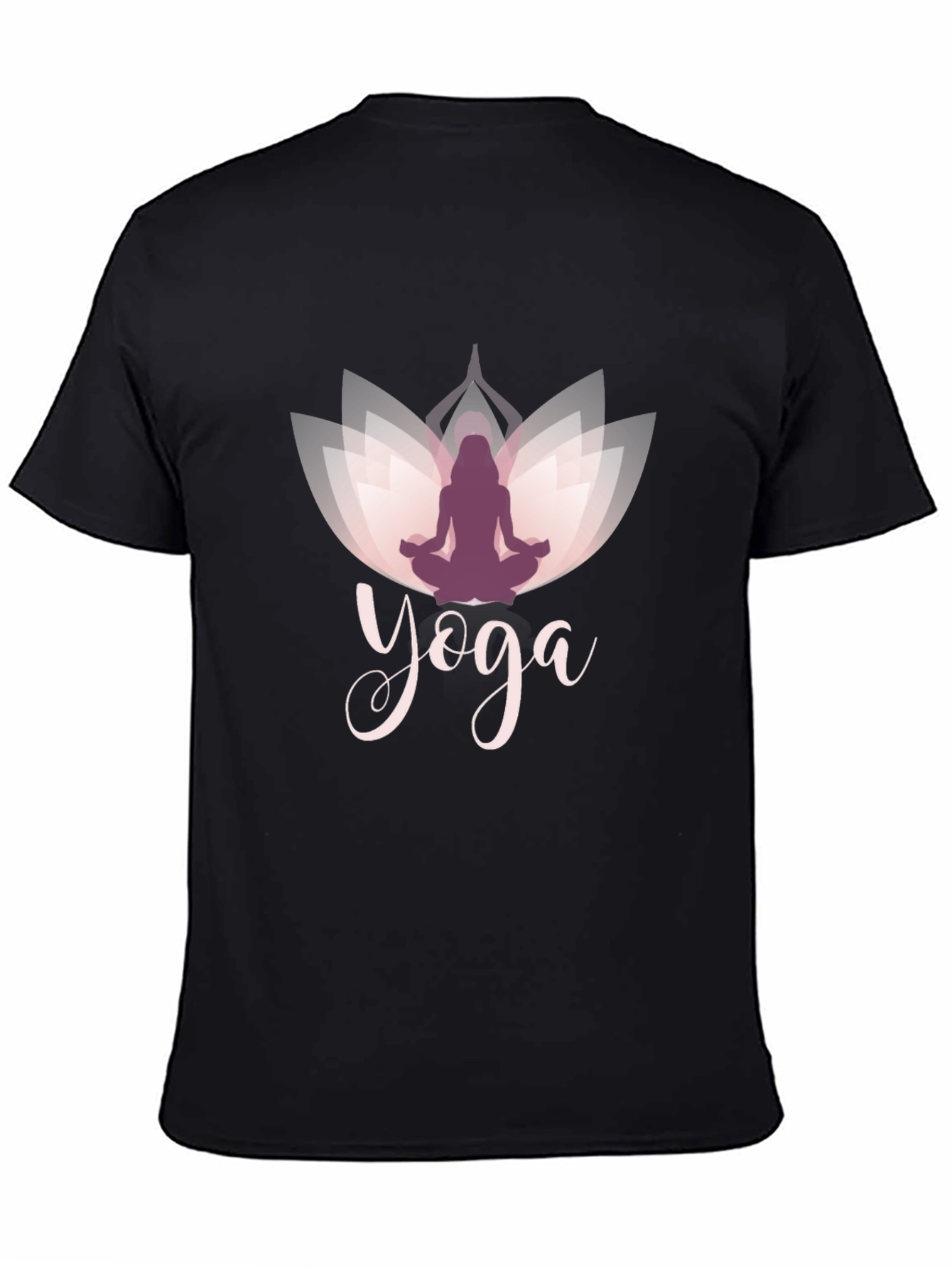 Black Yoga Lotus T-Shirt - Men's Black Tee view 4