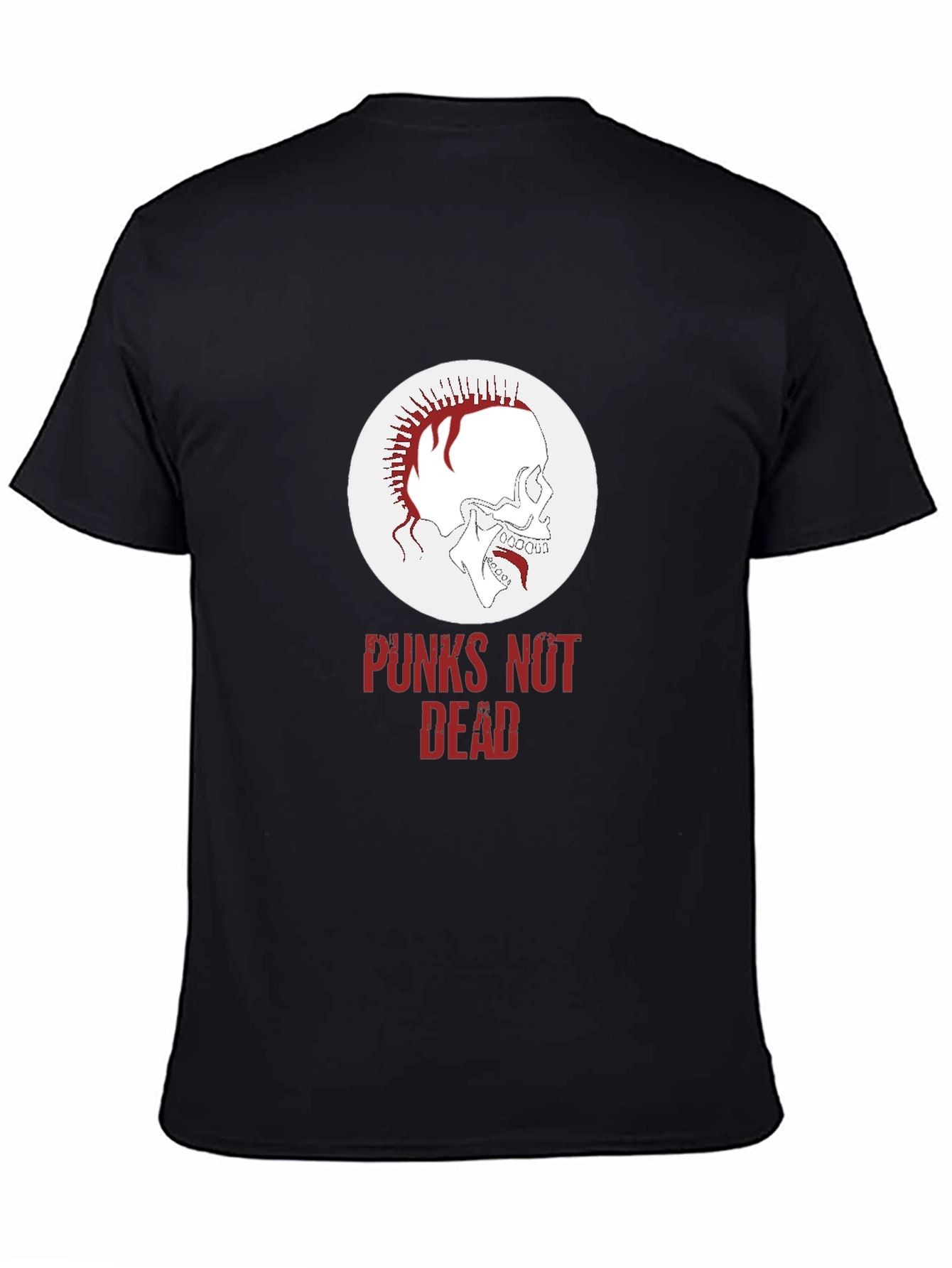 Black Punk Skull Graphic Tee - Punx Not Dead T-Shirt view 4