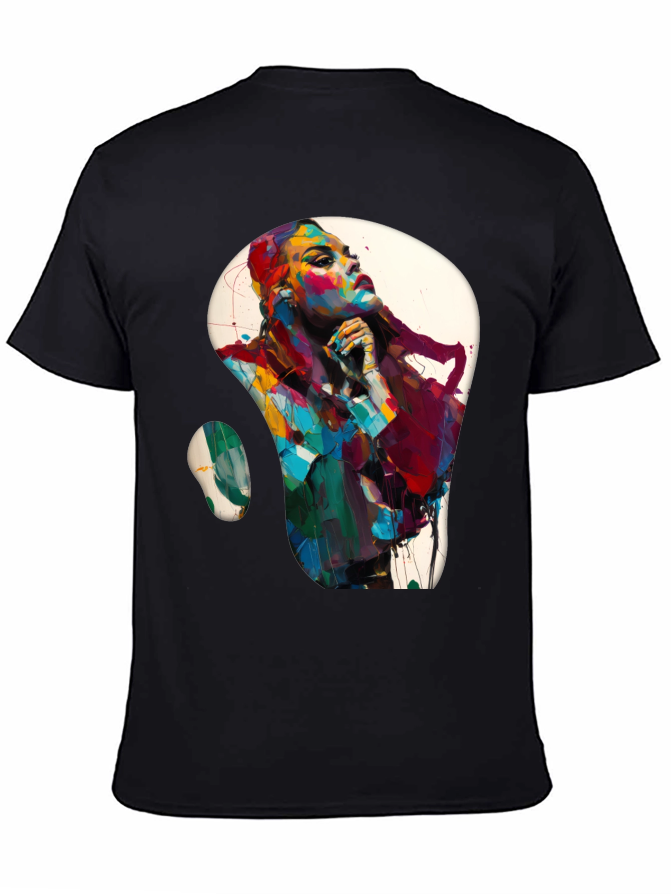 Black Abstract Woman Graphic Black T-Shirt view 4
