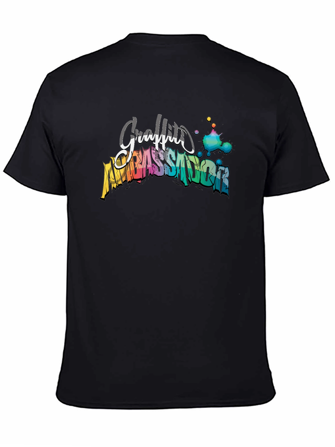 Black Graffiti Ambassador Black T-Shirt - Artistic Design view 4