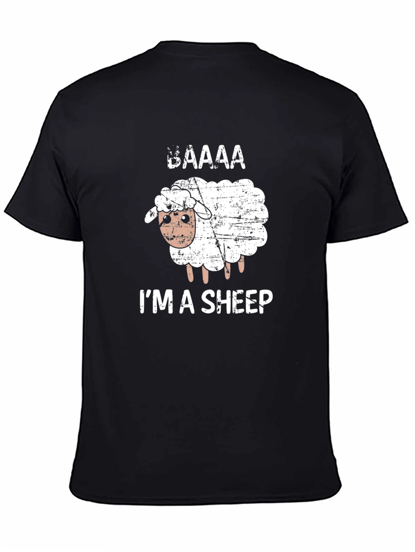 Black Funny Sheep Graphic Tee - "I'm a Sheep" Black T-Shirt view 4