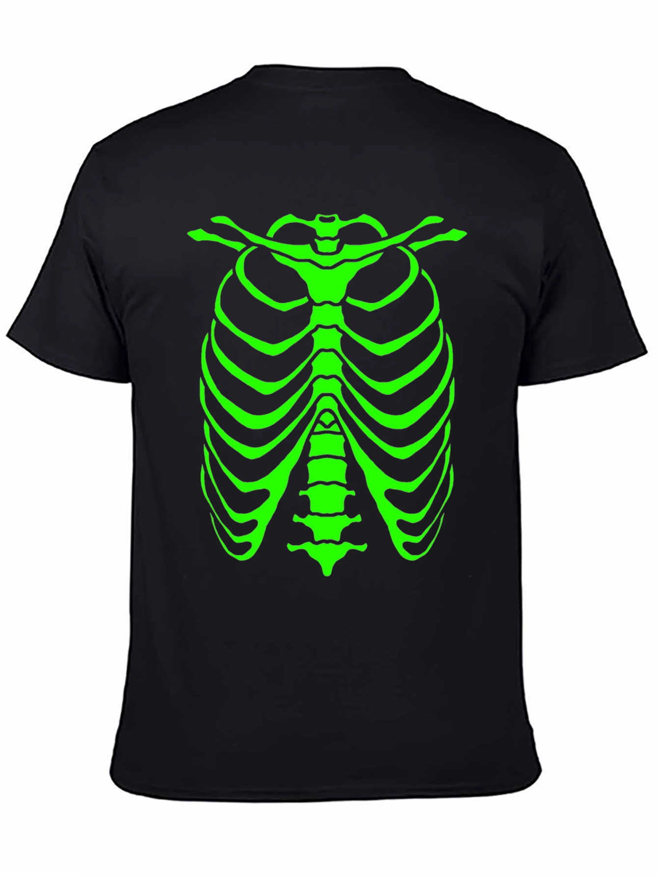 Black Glow Skeleton Rib Cage Graphic Tee view 4