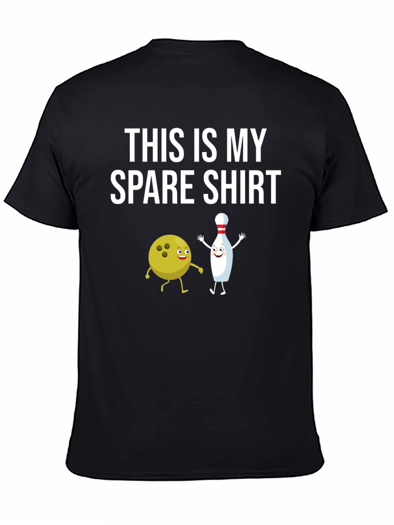 Black Bowling Spare T-Shirt - Funny Bowling Apparel view 4