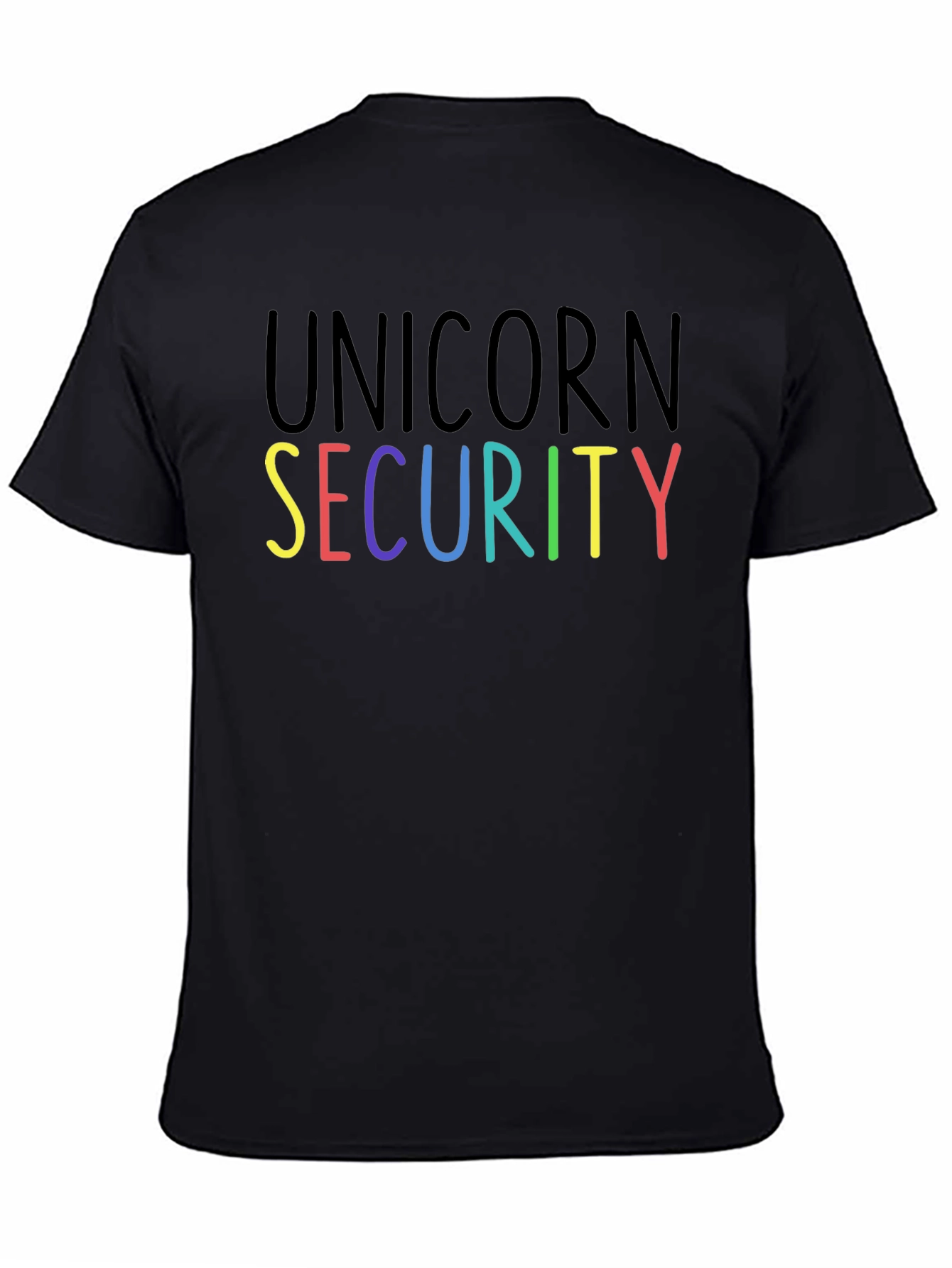 Black Unicorn Security Graphic T-Shirt - Black Crew Neck Tee view 4