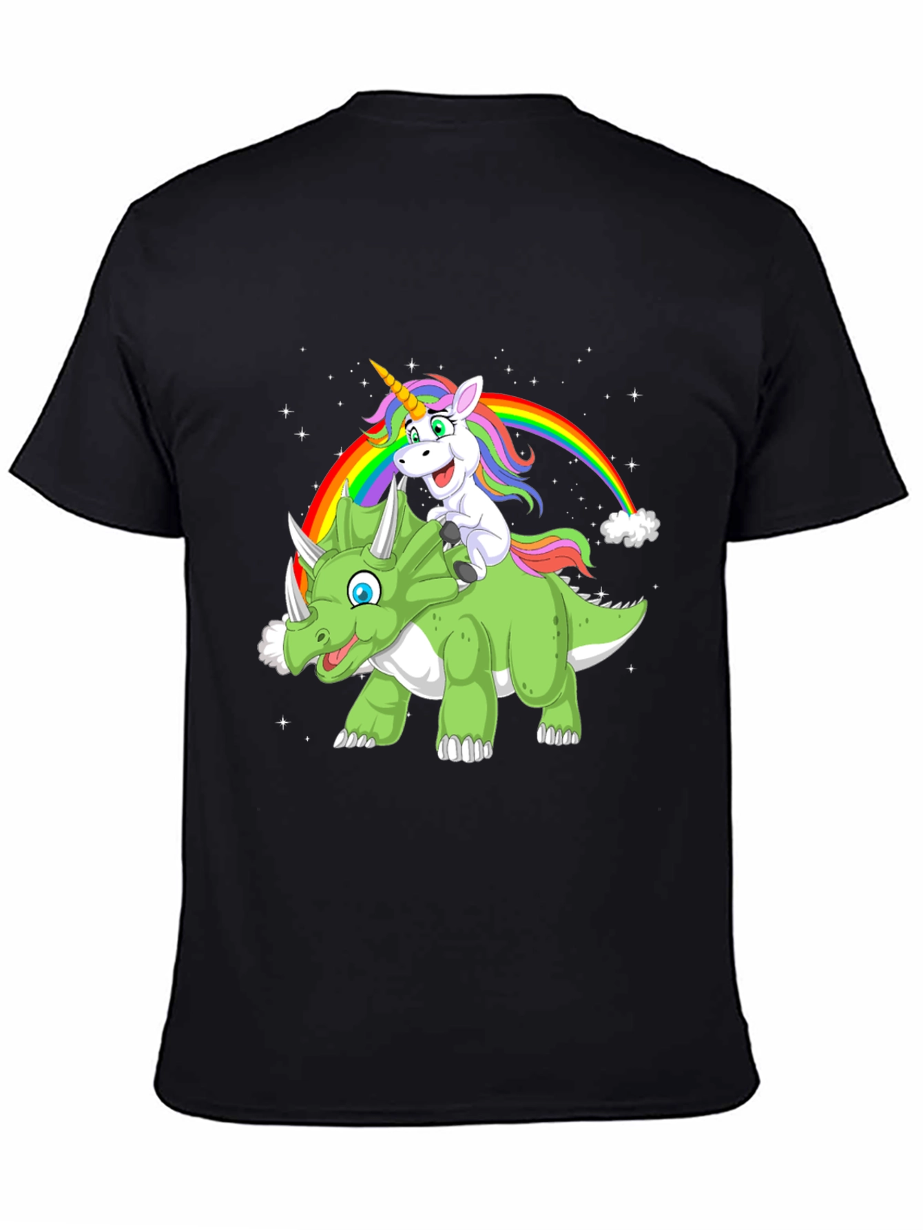 Black Unicorn & Dinosaur Graphic T-Shirt view 4