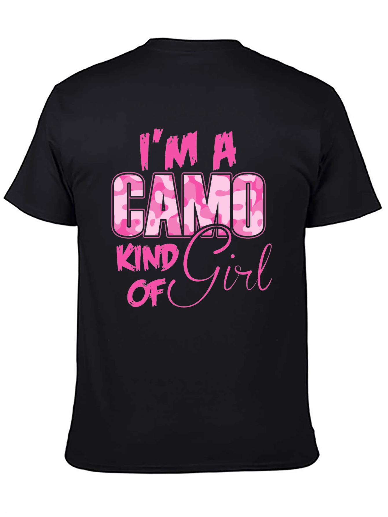 Black Camo Kind of Girl T-Shirt - Pink Camouflage view 4