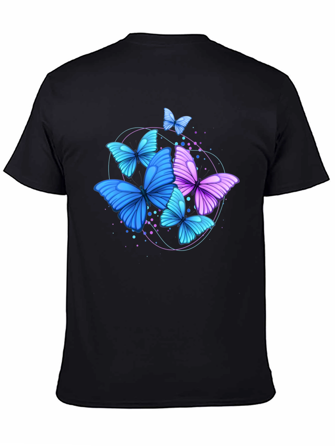 Black Butterfly Graphic Print Crew Neck Men's T-Shirt view 4