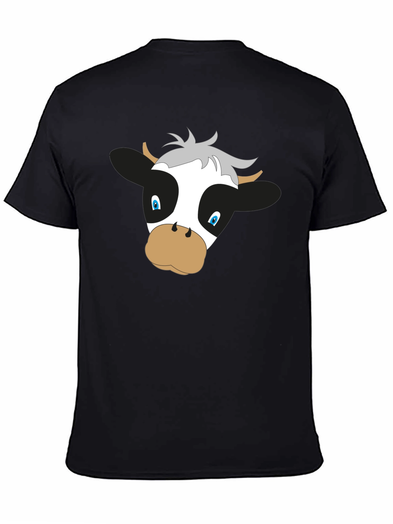 Black Cartoon Cow Graphic Black T-Shirt view 4