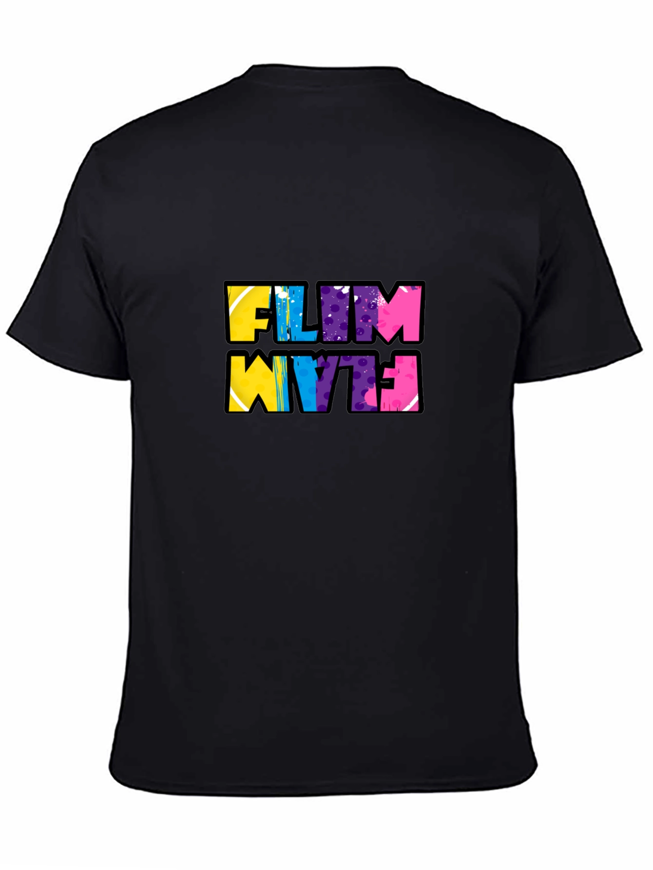 Black Funky Flim Flam Graphic Tee - Black Cotton T-Shirt view 4