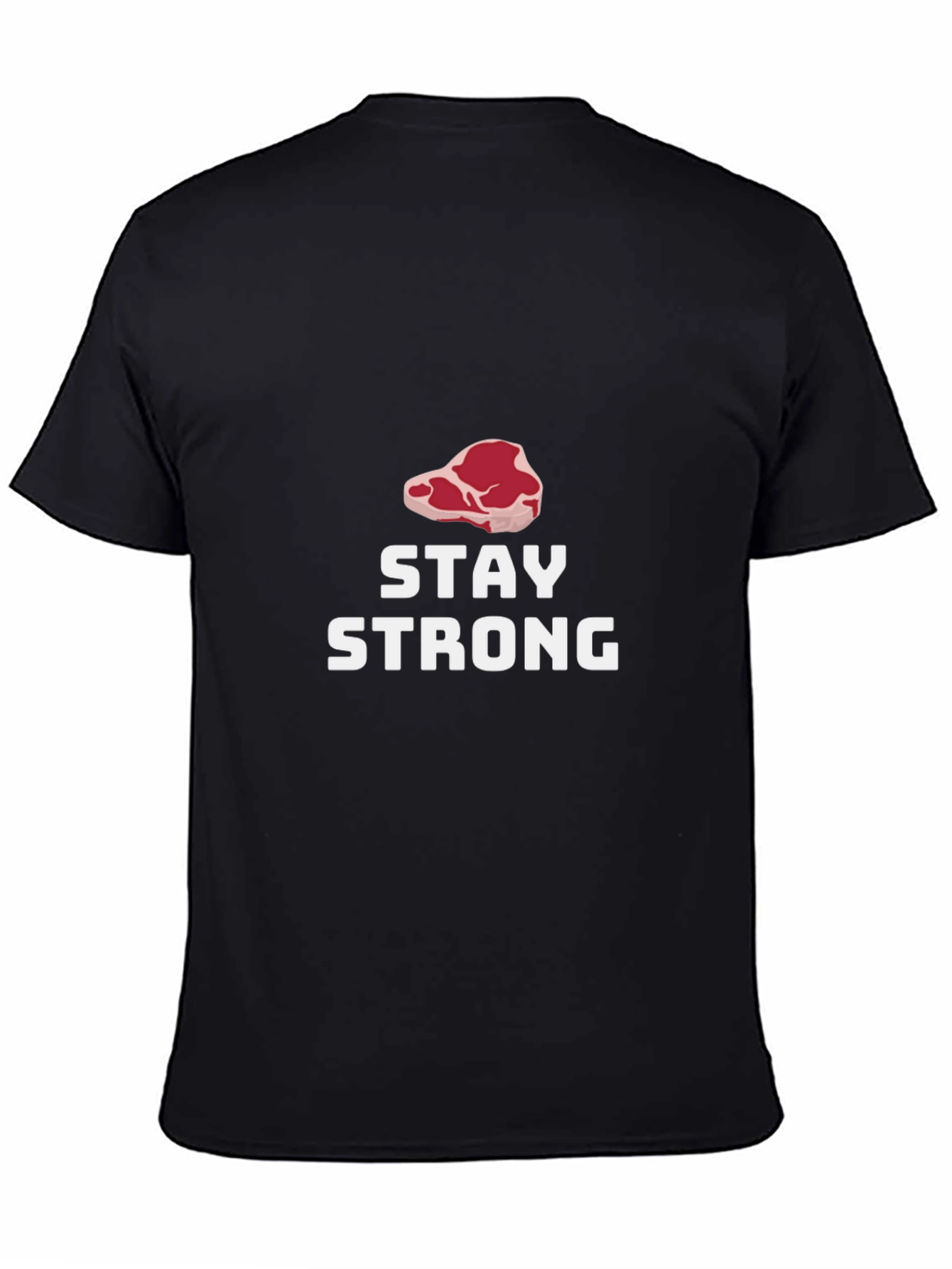 Black Stay Strong Steak Graphic Tee - Black Cotton T-Shirt view 4