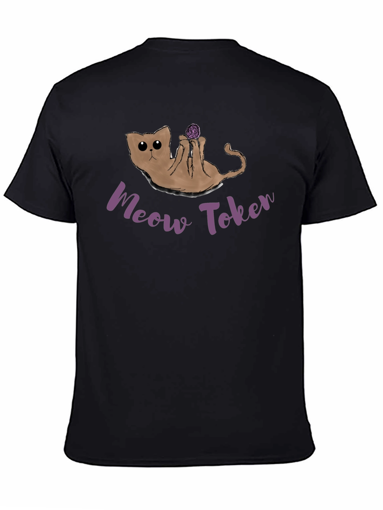 Black Meow Token Cat T-Shirt - Crypto Novelty Tee view 4