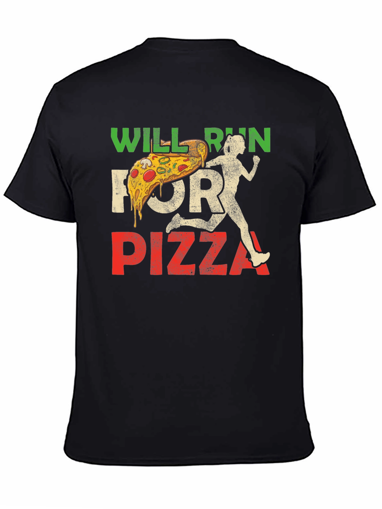 Black Will Run For Pizza Graphic T-Shirt view 4