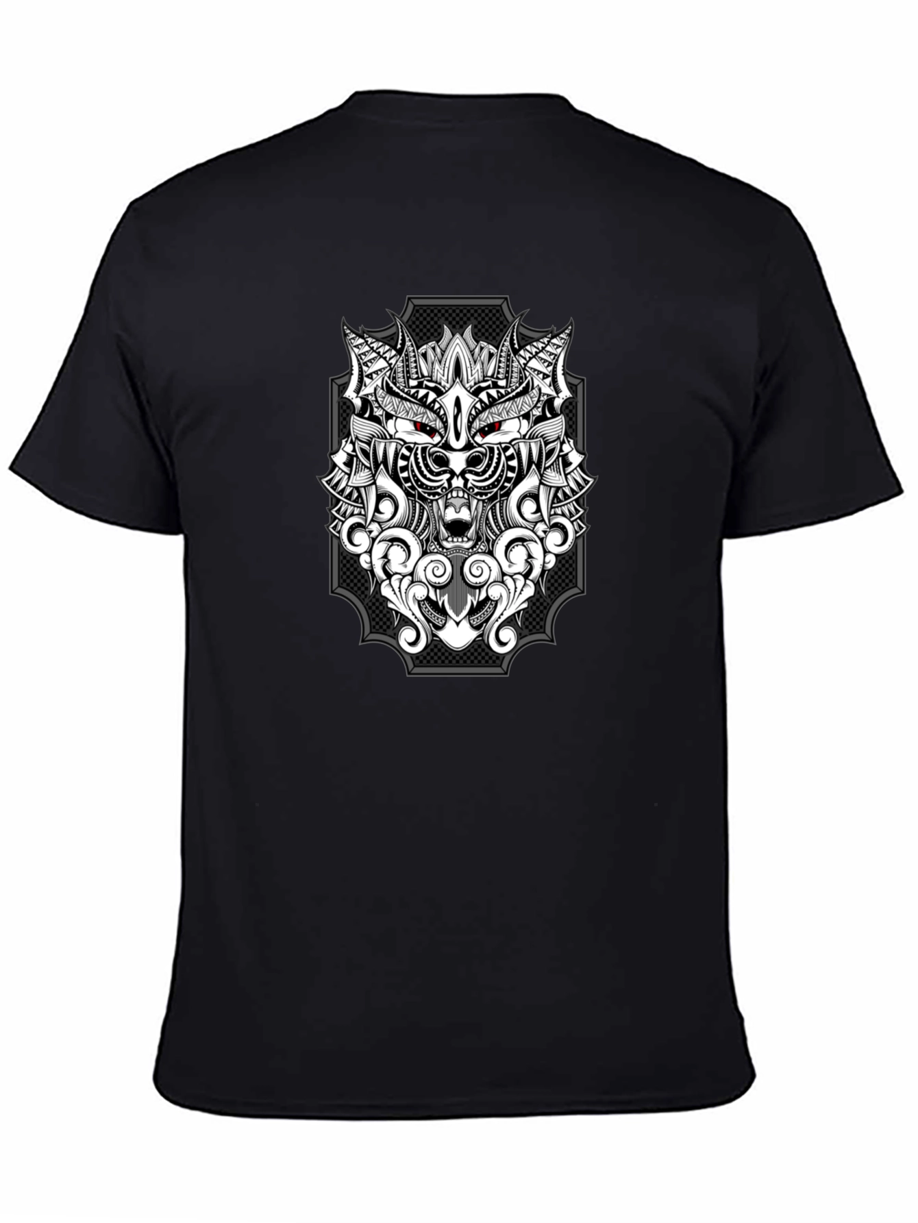 Black Wolf Graphic Print T-Shirt - Black view 4