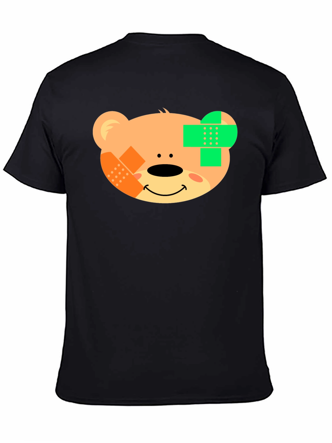 Black Cute Teddy Bear Bandage Black T-Shirt view 4