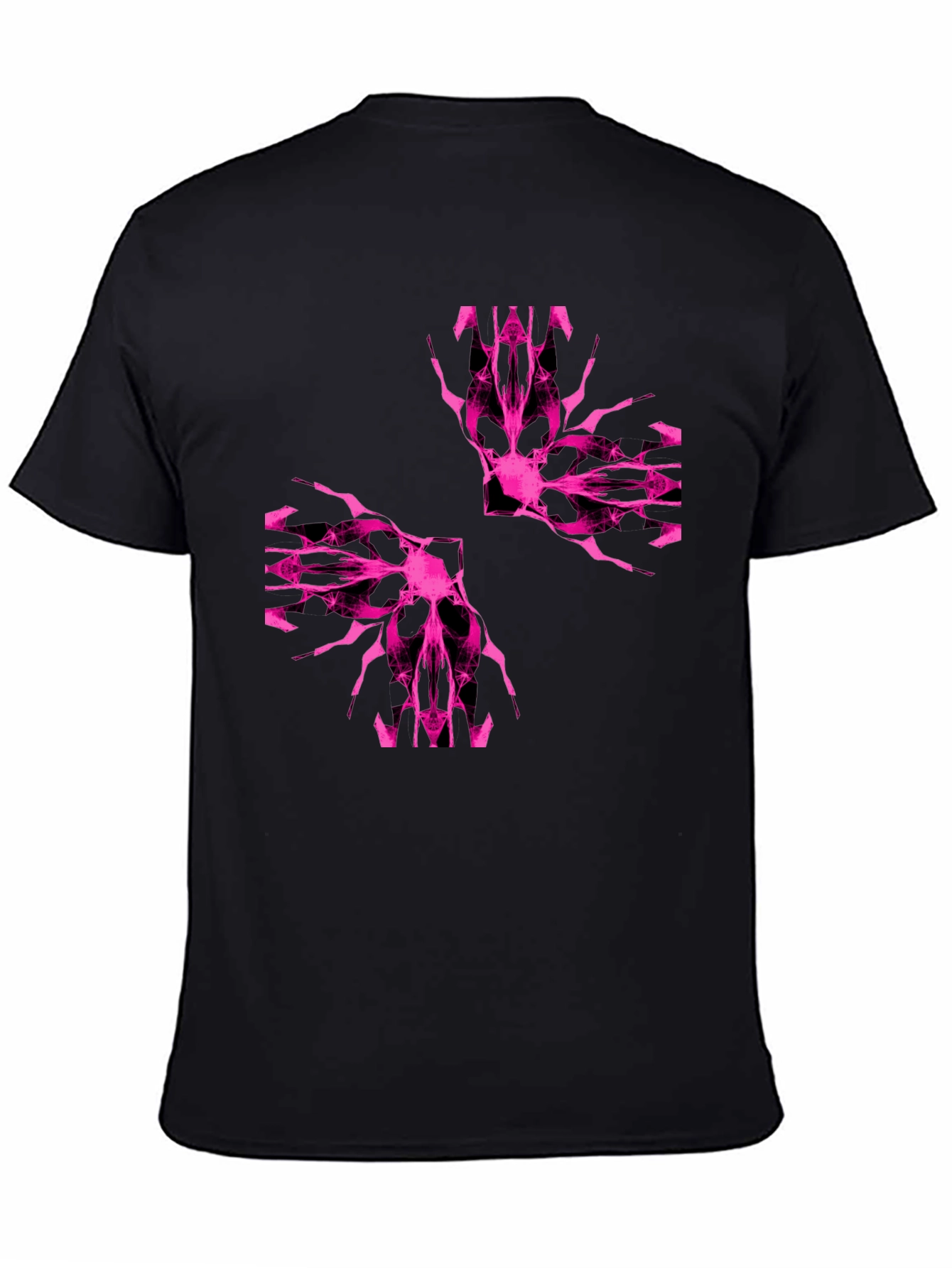 Black Abstract Pink Graphic Print Black T-Shirt view 4