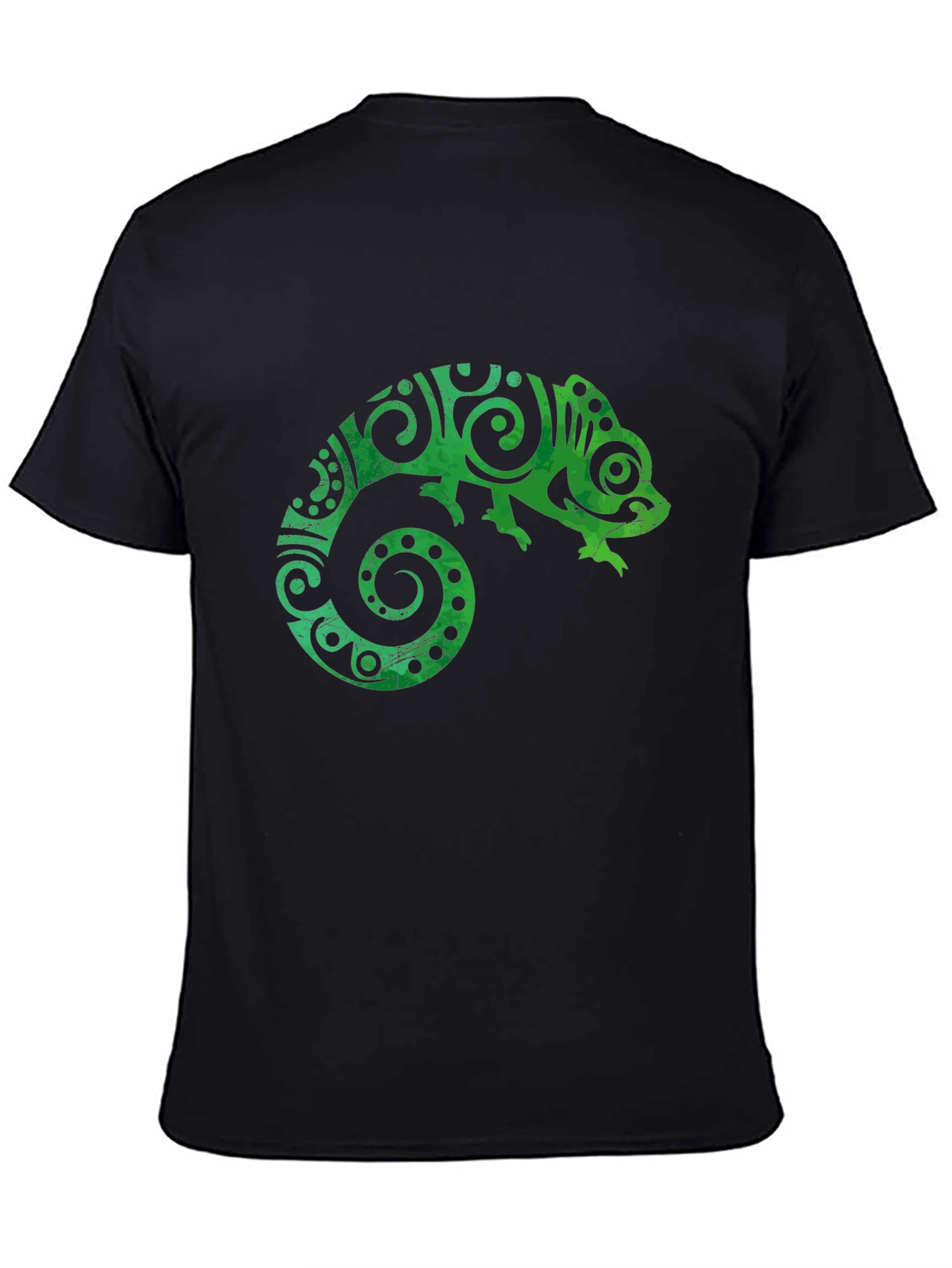 Black Tribal Chameleon Graphic Tee - Black Unisex T-Shirt view 4