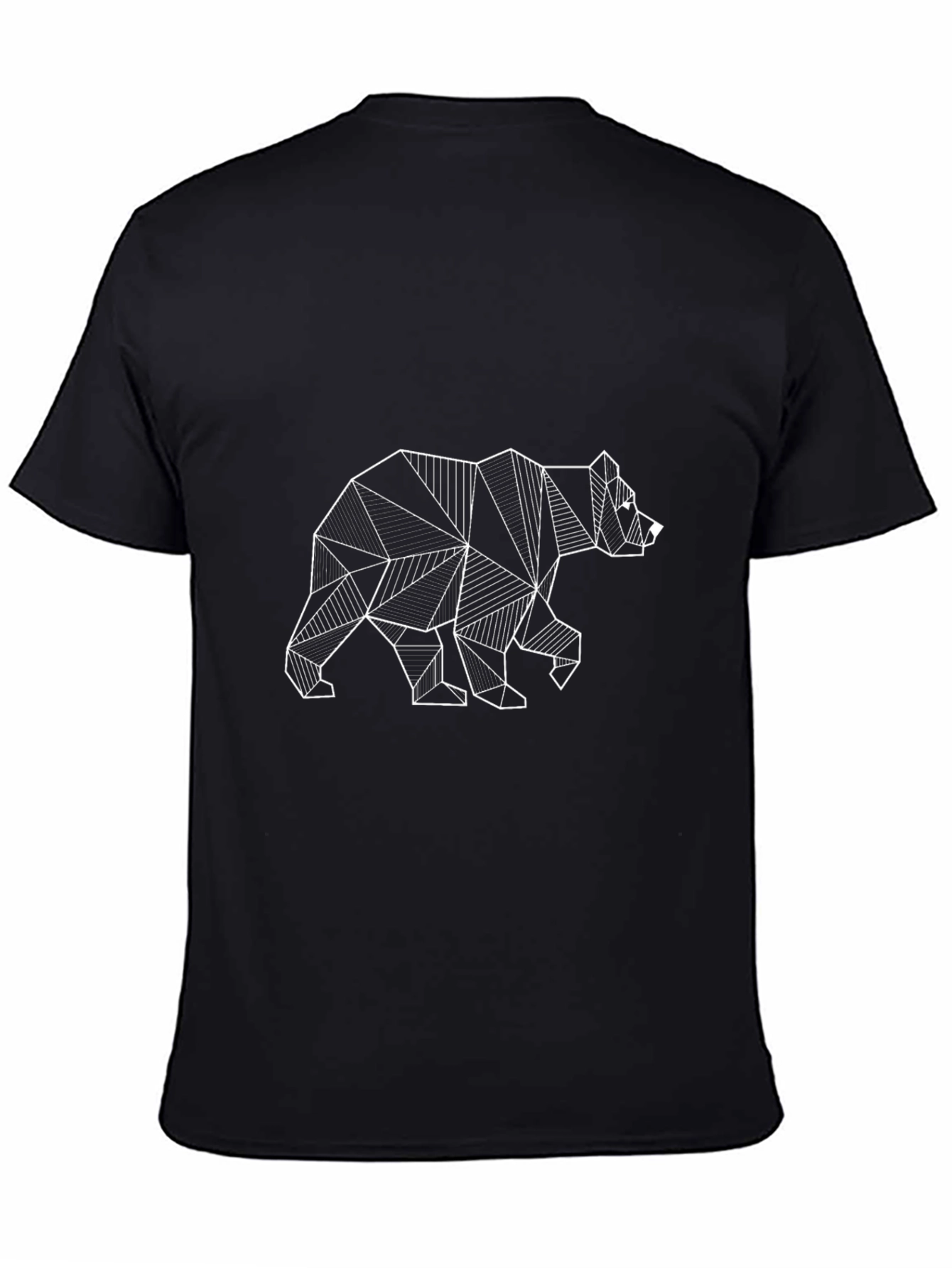 Black Geometric Bear Graphic Tee - Modern Black T-Shirt view 4