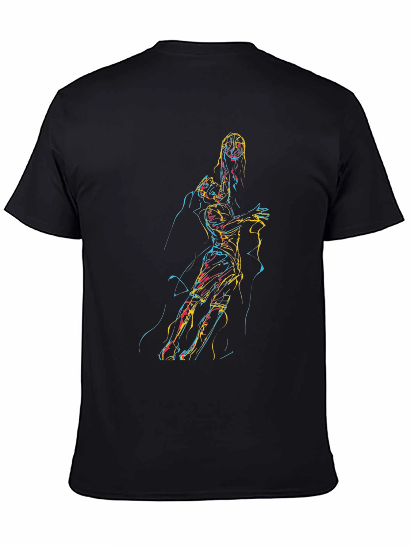 Abstract Line Art Graphic T-Shirt - 4