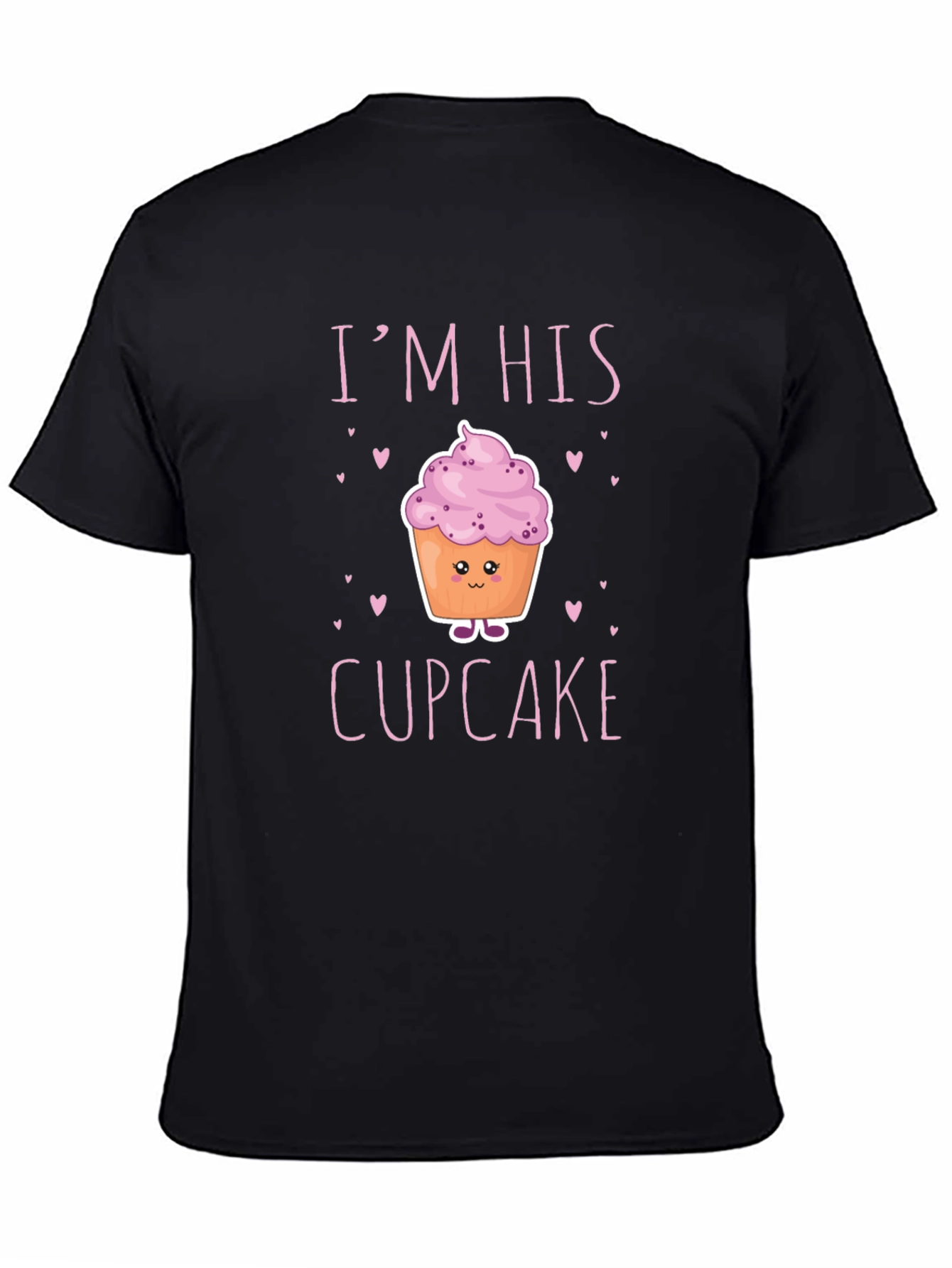 Black I'm His Cupcake Graphic T-Shirt - Novelty Couple Tee view 4
