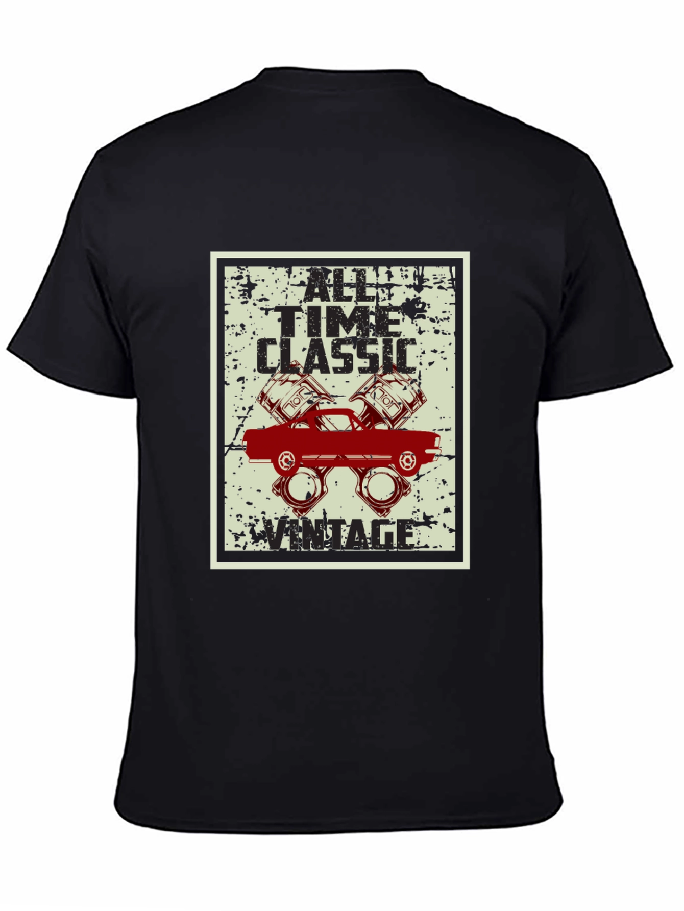 Black All Time Classic Vintage Car Graphic T-Shirt view 4