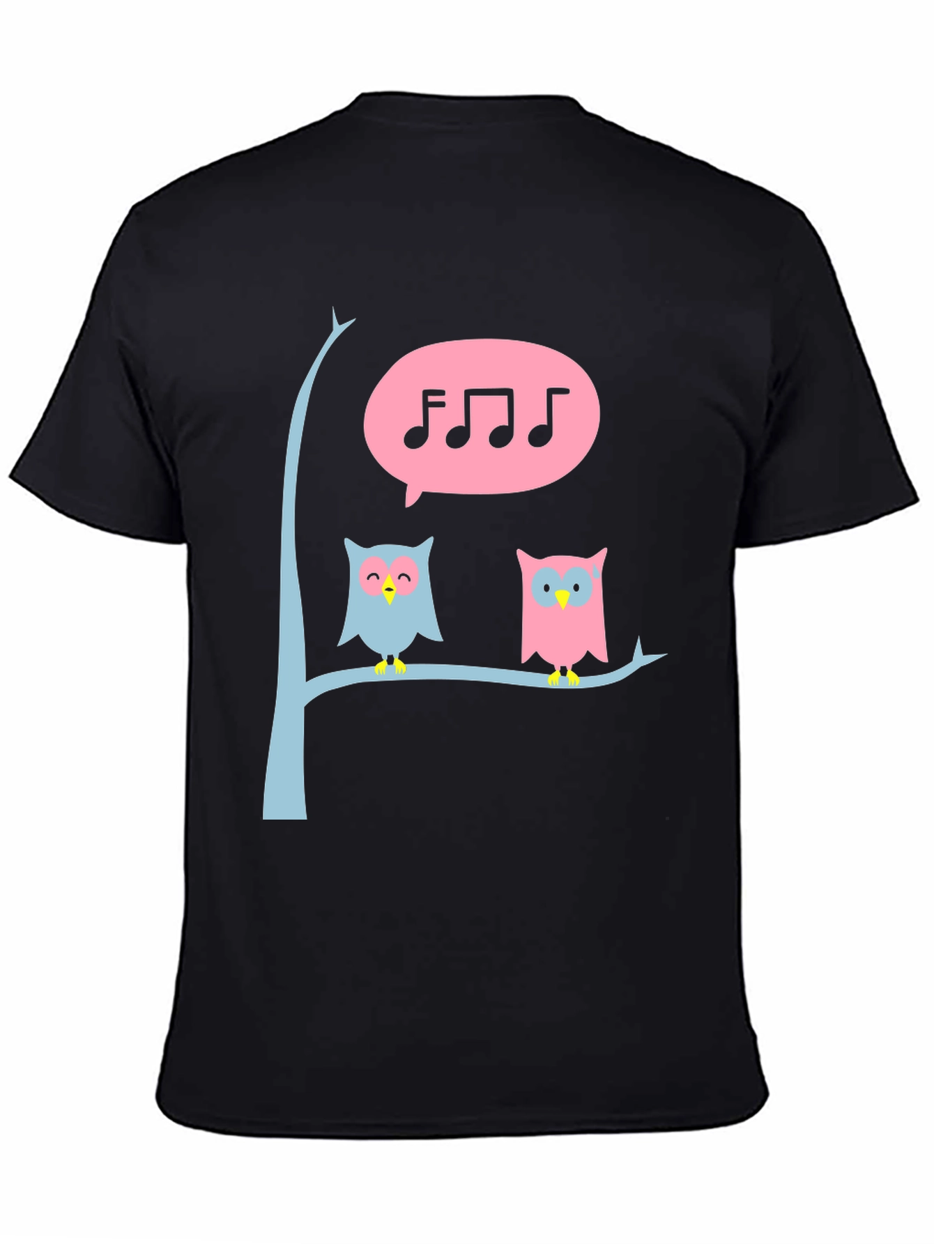 Black Singing Owl T-Shirt - Cute Graphic Tee view 4