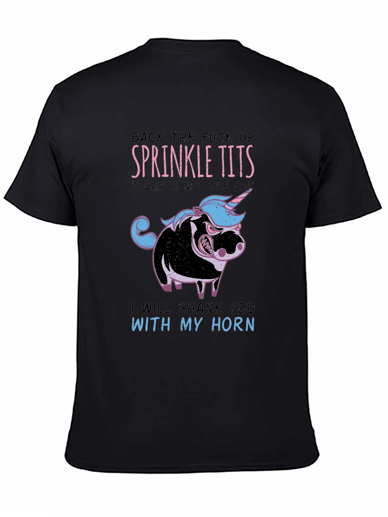 Black Funny "Sprinkle Tits" Graphic T-Shirt view 4