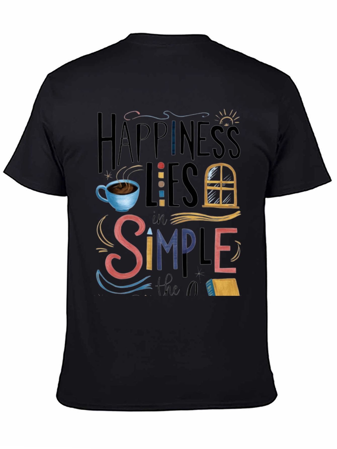 Black Happiness Lies T-Shirt view 4