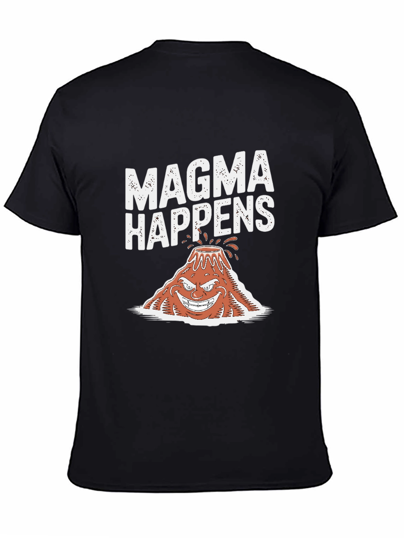 Black Magma Happens Funny Volcano Graphic Black T-Shirt view 4